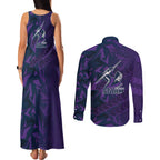 Melbourne Storm Rugby Couples Matching Tank Maxi Dress and Long Sleeve Button Shirt Fierce Mascot Geometric Tribal Art