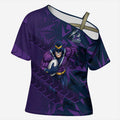 Melbourne Storm Rugby Cross Shoulder Shirt Fierce Mascot Geometric Tribal Art