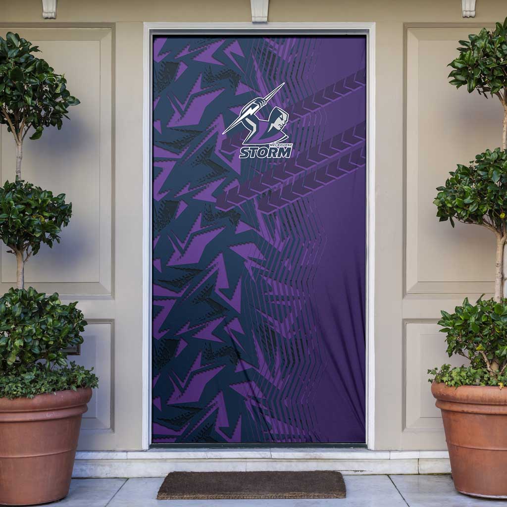Melbourne Storm Rugby Door Cover Fierce Mascot Geometric Tribal Art