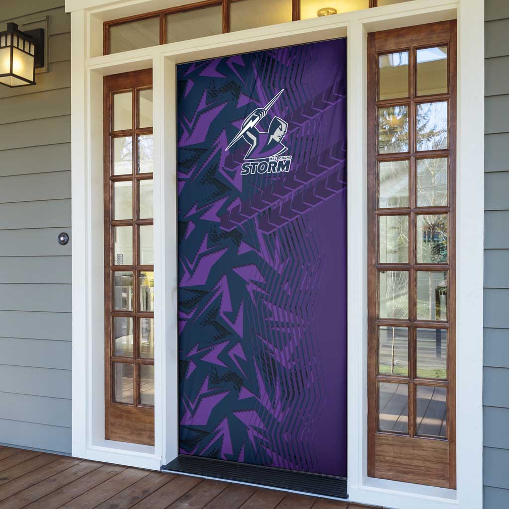 Melbourne Storm Rugby Door Cover Fierce Mascot Geometric Tribal Art
