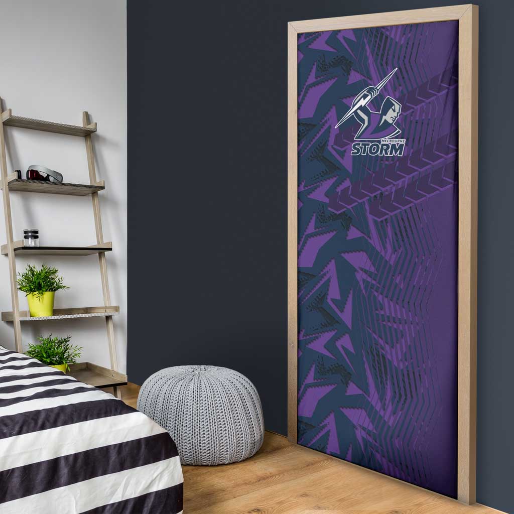 Melbourne Storm Rugby Door Cover Fierce Mascot Geometric Tribal Art