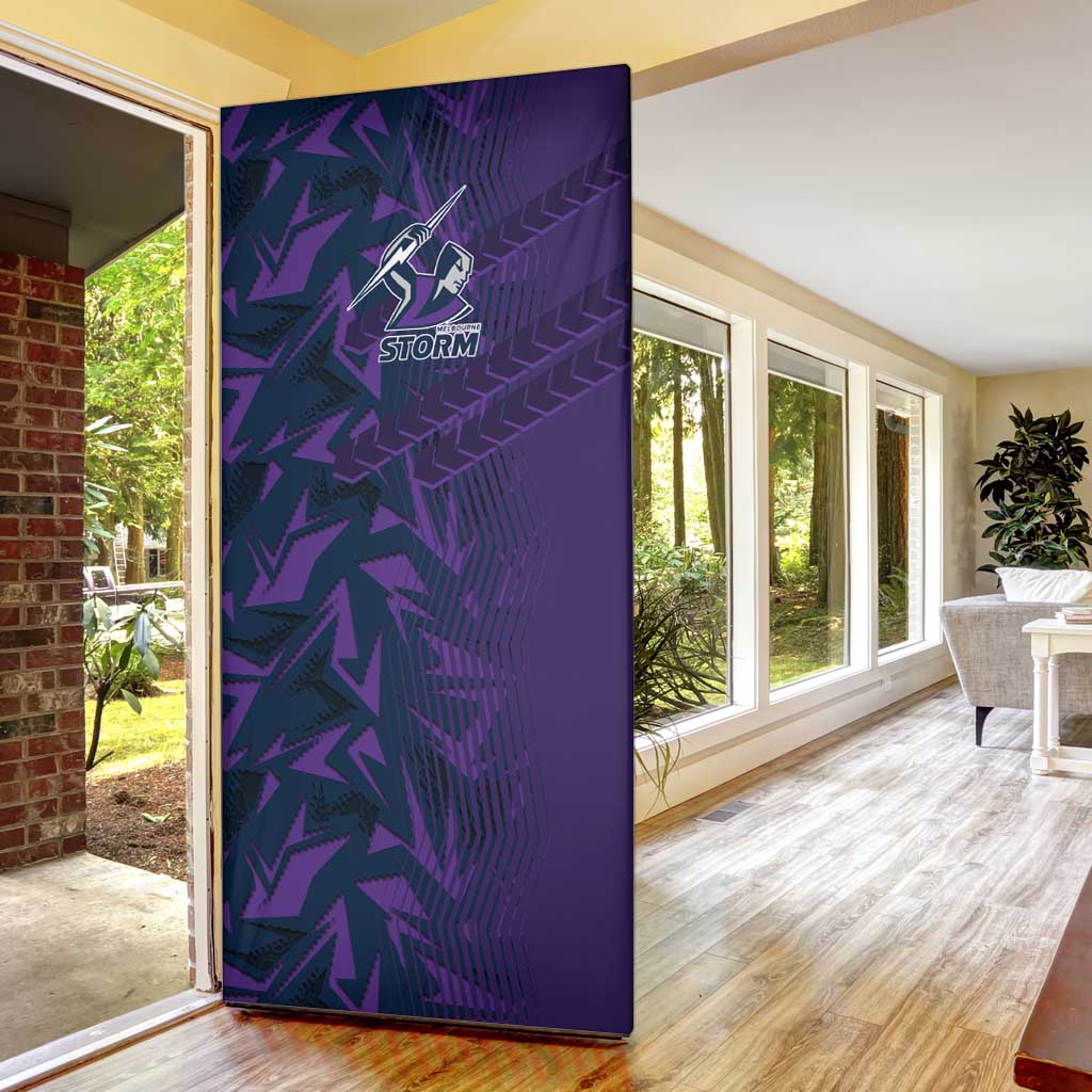 Melbourne Storm Rugby Door Cover Fierce Mascot Geometric Tribal Art