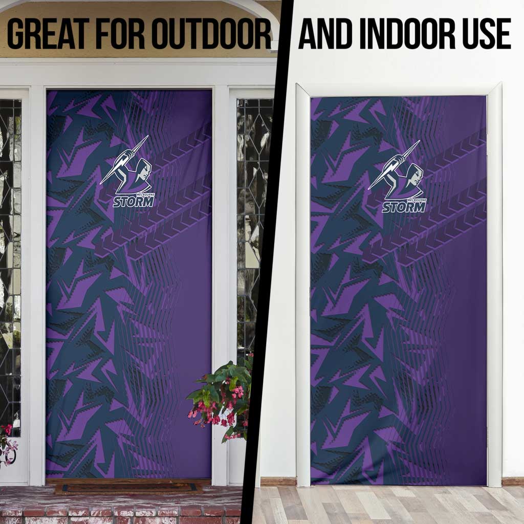 Melbourne Storm Rugby Door Cover Fierce Mascot Geometric Tribal Art