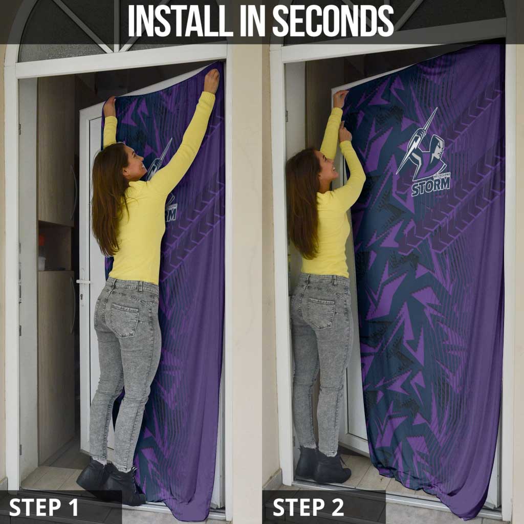 Melbourne Storm Rugby Door Cover Fierce Mascot Geometric Tribal Art