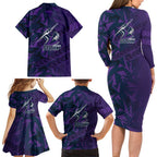 Melbourne Storm Rugby Family Matching Long Sleeve Bodycon Dress and Hawaiian Shirt Fierce Mascot Geometric Tribal Art