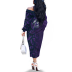 Melbourne Storm Rugby Family Matching Off The Shoulder Long Sleeve Dress and Hawaiian Shirt Fierce Mascot Geometric Tribal Art