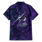 Melbourne Storm Rugby Family Matching Off Shoulder Maxi Dress and Hawaiian Shirt Fierce Mascot Geometric Tribal Art
