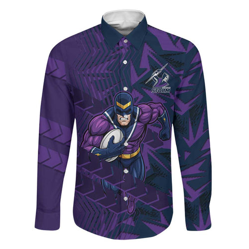 Melbourne Storm Rugby Family Matching Off Shoulder Short Dress and Hawaiian Shirt Fierce Mascot Geometric Tribal Art