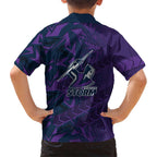 Melbourne Storm Rugby Family Matching Puletasi and Hawaiian Shirt Fierce Mascot Geometric Tribal Art