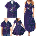 Melbourne Storm Rugby Family Matching Summer Maxi Dress and Hawaiian Shirt Fierce Mascot Geometric Tribal Art