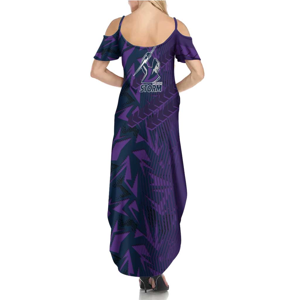 Melbourne Storm Rugby Family Matching Summer Maxi Dress and Hawaiian Shirt Fierce Mascot Geometric Tribal Art