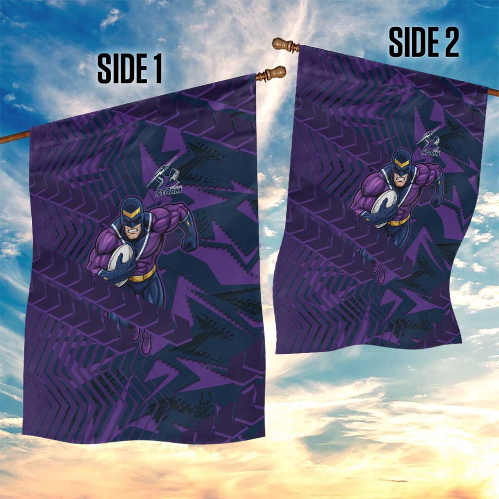 Melbourne Storm Rugby Garden Flag Fierce Mascot Geometric Tribal Art