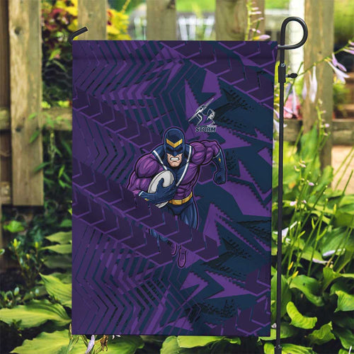 Melbourne Storm Rugby Garden Flag Fierce Mascot Geometric Tribal Art