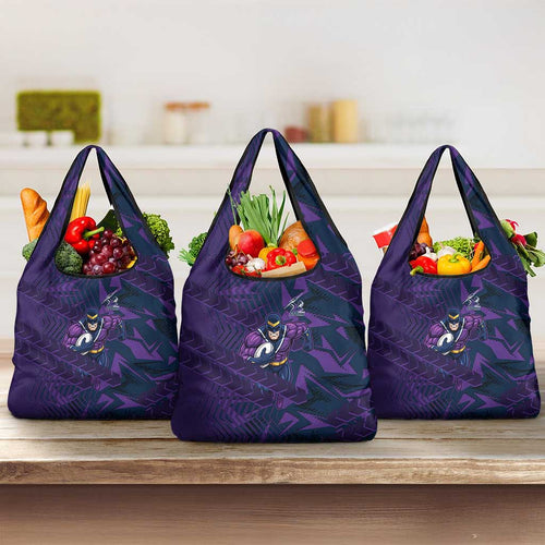 Melbourne Storm Rugby Grocery Bag Fierce Mascot Geometric Tribal Art