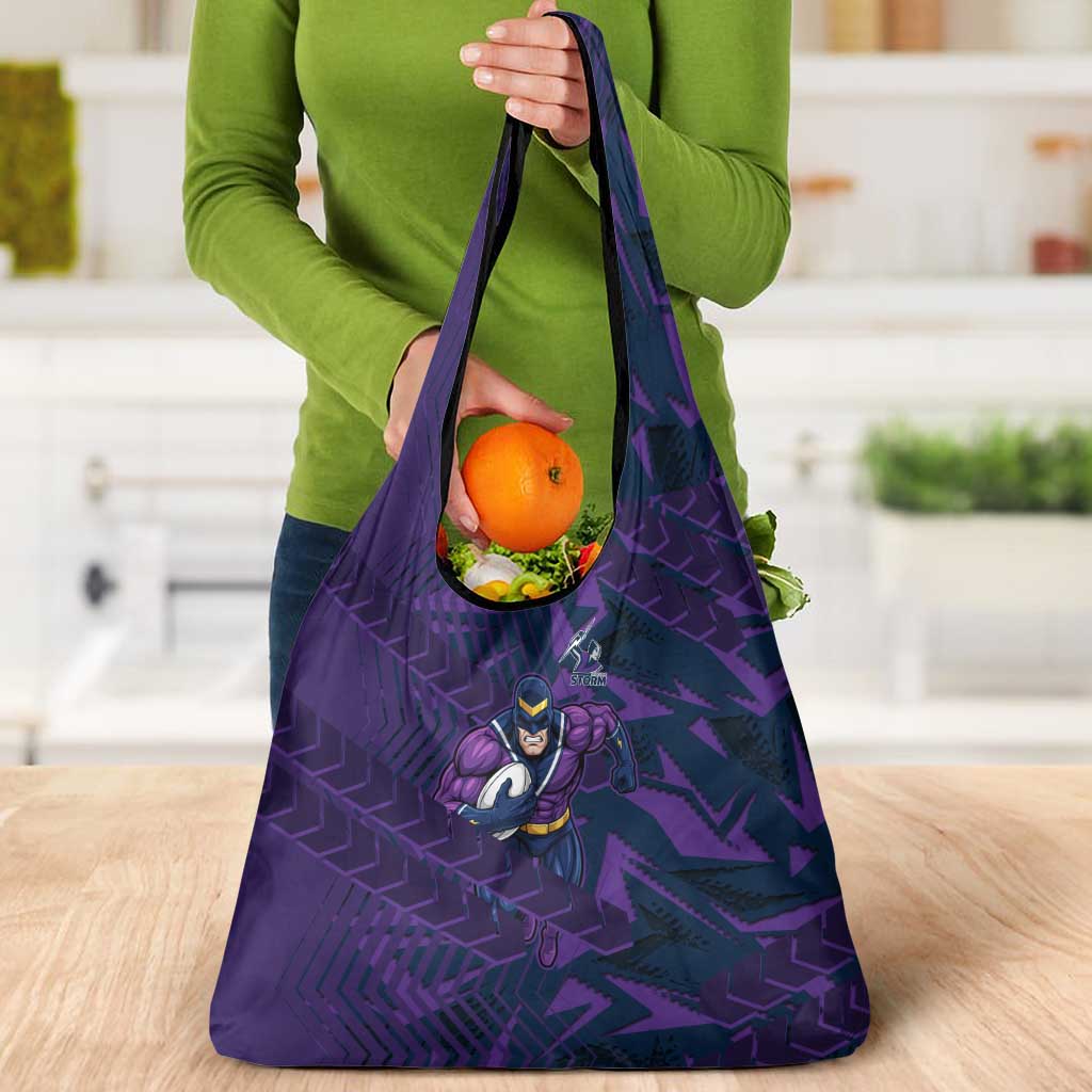 Melbourne Storm Rugby Grocery Bag Fierce Mascot Geometric Tribal Art