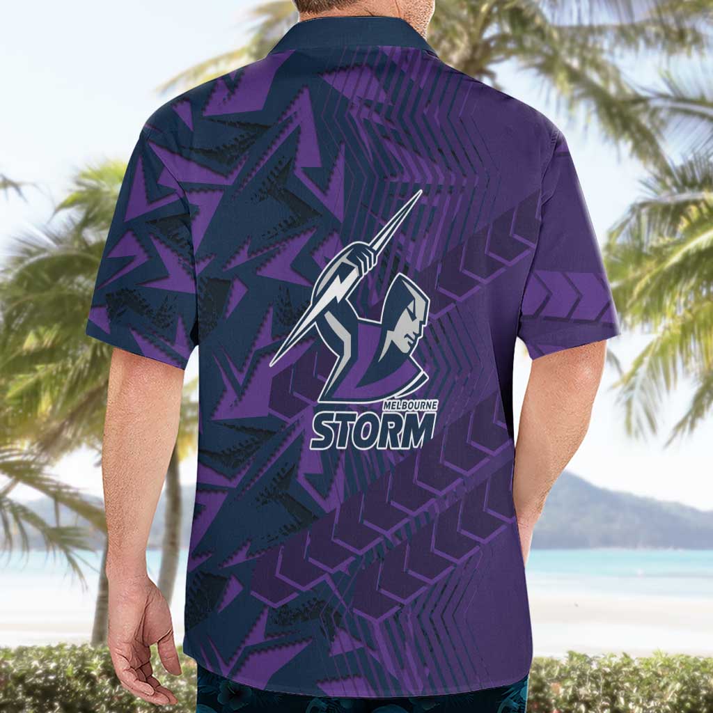 Melbourne Storm Rugby Hawaiian Shirt Fierce Mascot Geometric Tribal Art