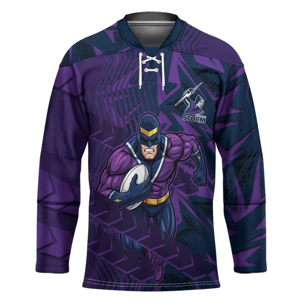 Melbourne Storm Rugby Hockey Jersey Fierce Mascot Geometric Tribal Art