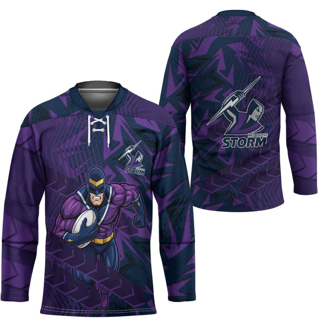 Melbourne Storm Rugby Hockey Jersey Fierce Mascot Geometric Tribal Art