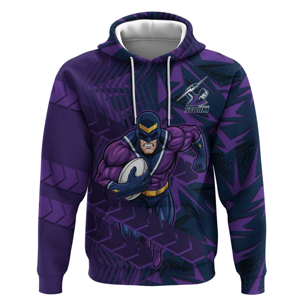 Melbourne Storm Rugby Hoodie Fierce Mascot Geometric Tribal Art