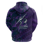 Melbourne Storm Rugby Hoodie Fierce Mascot Geometric Tribal Art
