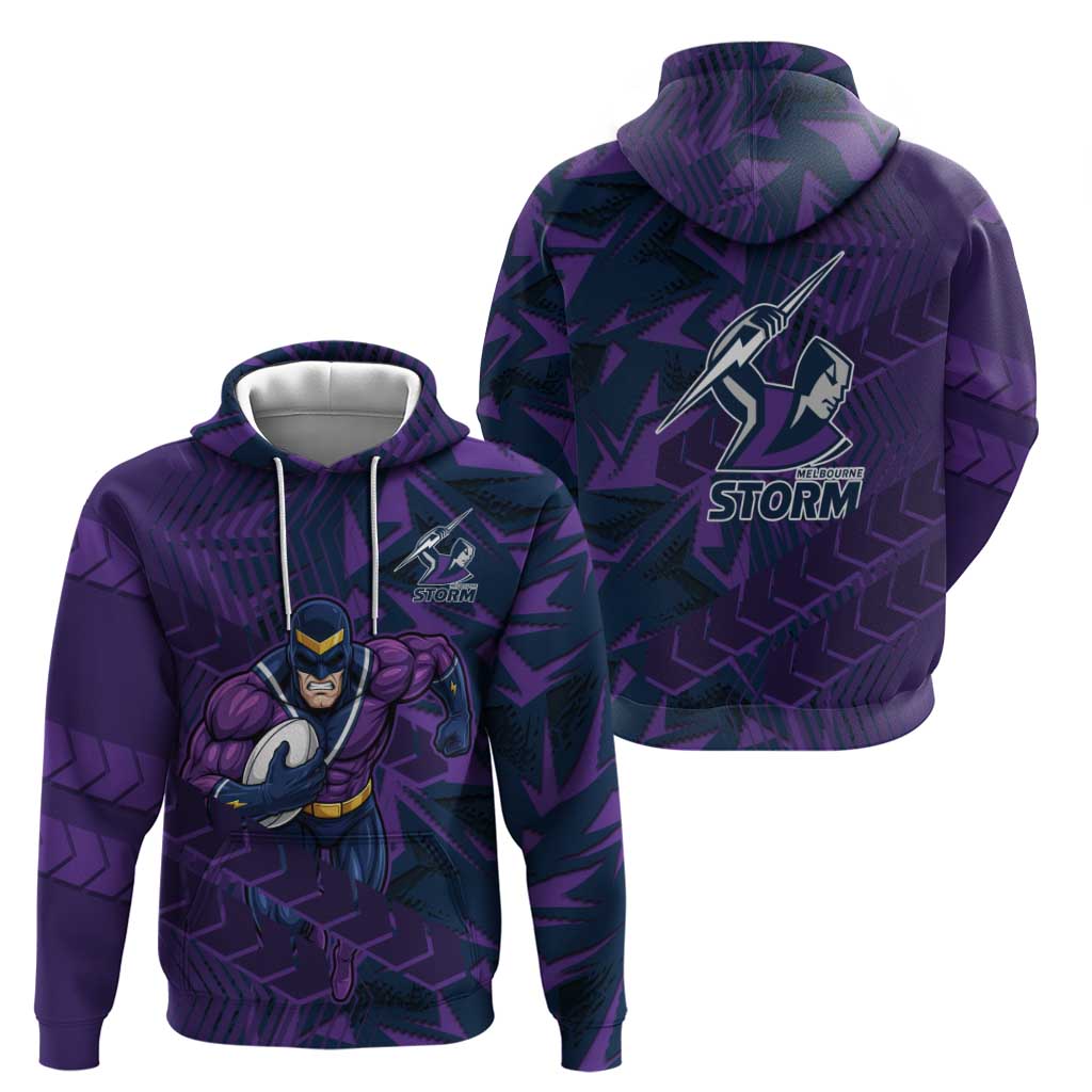 Melbourne Storm Rugby Hoodie Fierce Mascot Geometric Tribal Art