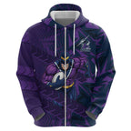 Melbourne Storm Rugby Hoodie Fierce Mascot Geometric Tribal Art