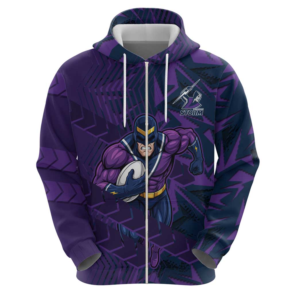 Melbourne Storm Rugby Hoodie Fierce Mascot Geometric Tribal Art