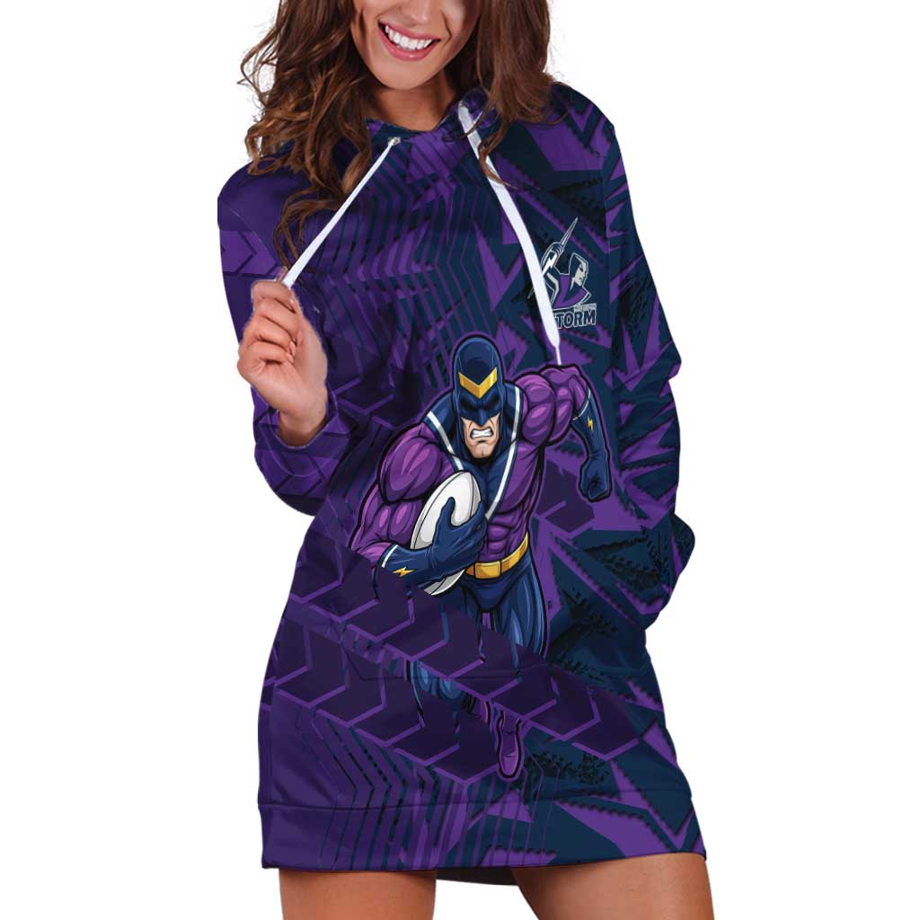 Melbourne Storm Rugby Hoodie Dress Fierce Mascot Geometric Tribal Art