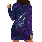 Melbourne Storm Rugby Hoodie Dress Fierce Mascot Geometric Tribal Art