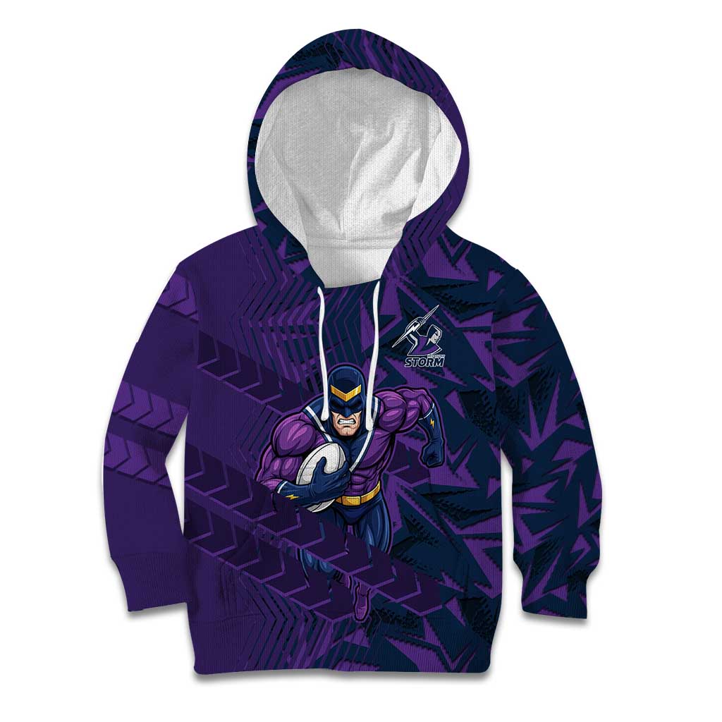 Melbourne Storm Rugby Kid Hoodie Fierce Mascot Geometric Tribal Art