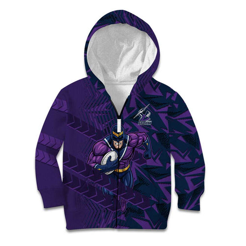 Melbourne Storm Rugby Kid Hoodie Fierce Mascot Geometric Tribal Art