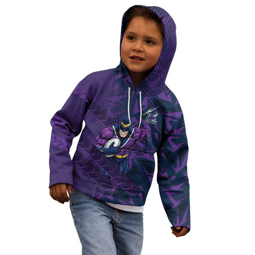 Melbourne Storm Rugby Kid Hoodie Fierce Mascot Geometric Tribal Art