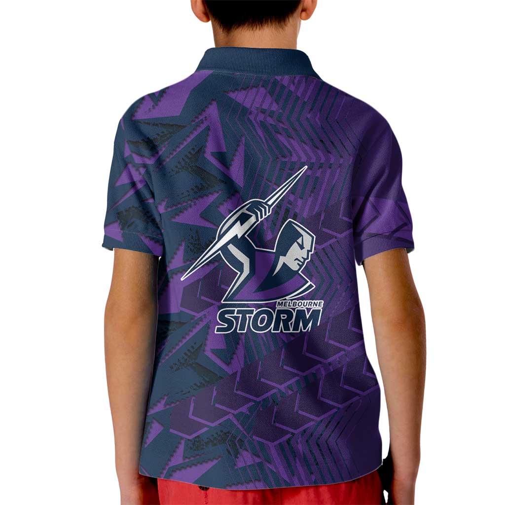 Melbourne Storm Rugby Kid Polo Shirt Fierce Mascot Geometric Tribal Art