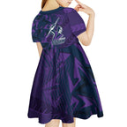Melbourne Storm Rugby Kid Short Sleeve Dress Fierce Mascot Geometric Tribal Art