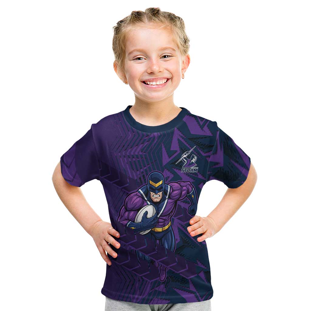 Melbourne Storm Rugby Kid T Shirt Fierce Mascot Geometric Tribal Art