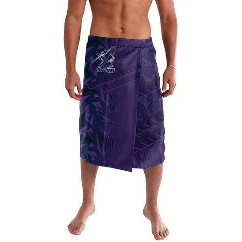 Melbourne Storm Rugby Lavalava Fierce Mascot Geometric Tribal Art