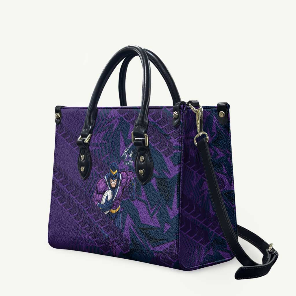 Melbourne Storm Rugby Leather Bag Fierce Mascot Geometric Tribal Art