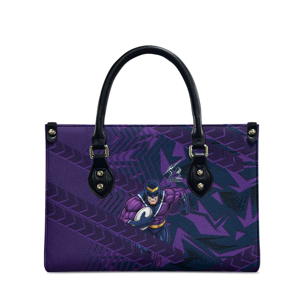 Melbourne Storm Rugby Leather Bag Fierce Mascot Geometric Tribal Art