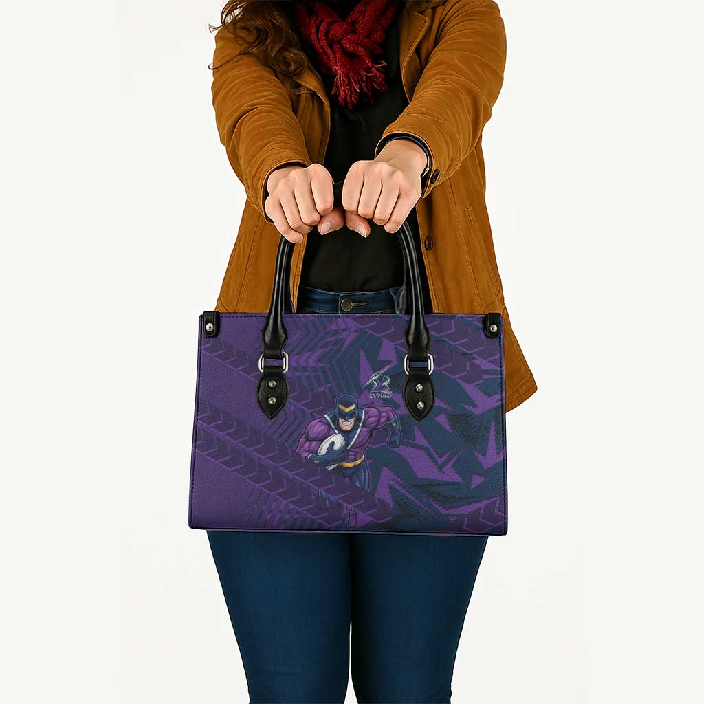 Melbourne Storm Rugby Leather Bag Fierce Mascot Geometric Tribal Art