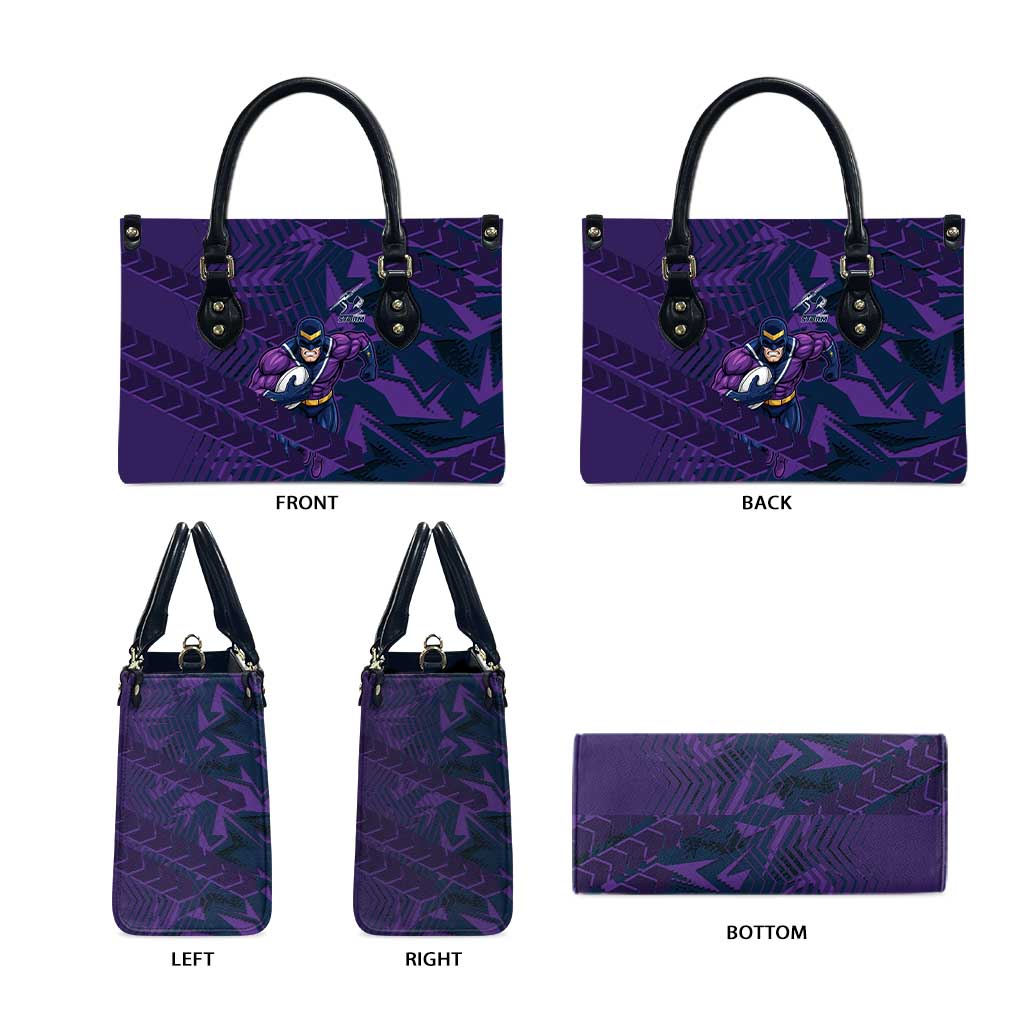 Melbourne Storm Rugby Leather Bag Fierce Mascot Geometric Tribal Art
