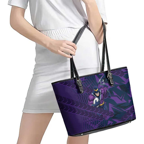 Melbourne Storm Rugby Leather Tote Bag Fierce Mascot Geometric Tribal Art