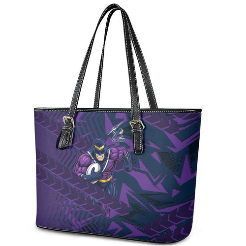 Melbourne Storm Rugby Leather Tote Bag Fierce Mascot Geometric Tribal Art