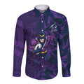 Melbourne Storm Rugby Long Sleeve Button Shirt Fierce Mascot Geometric Tribal Art