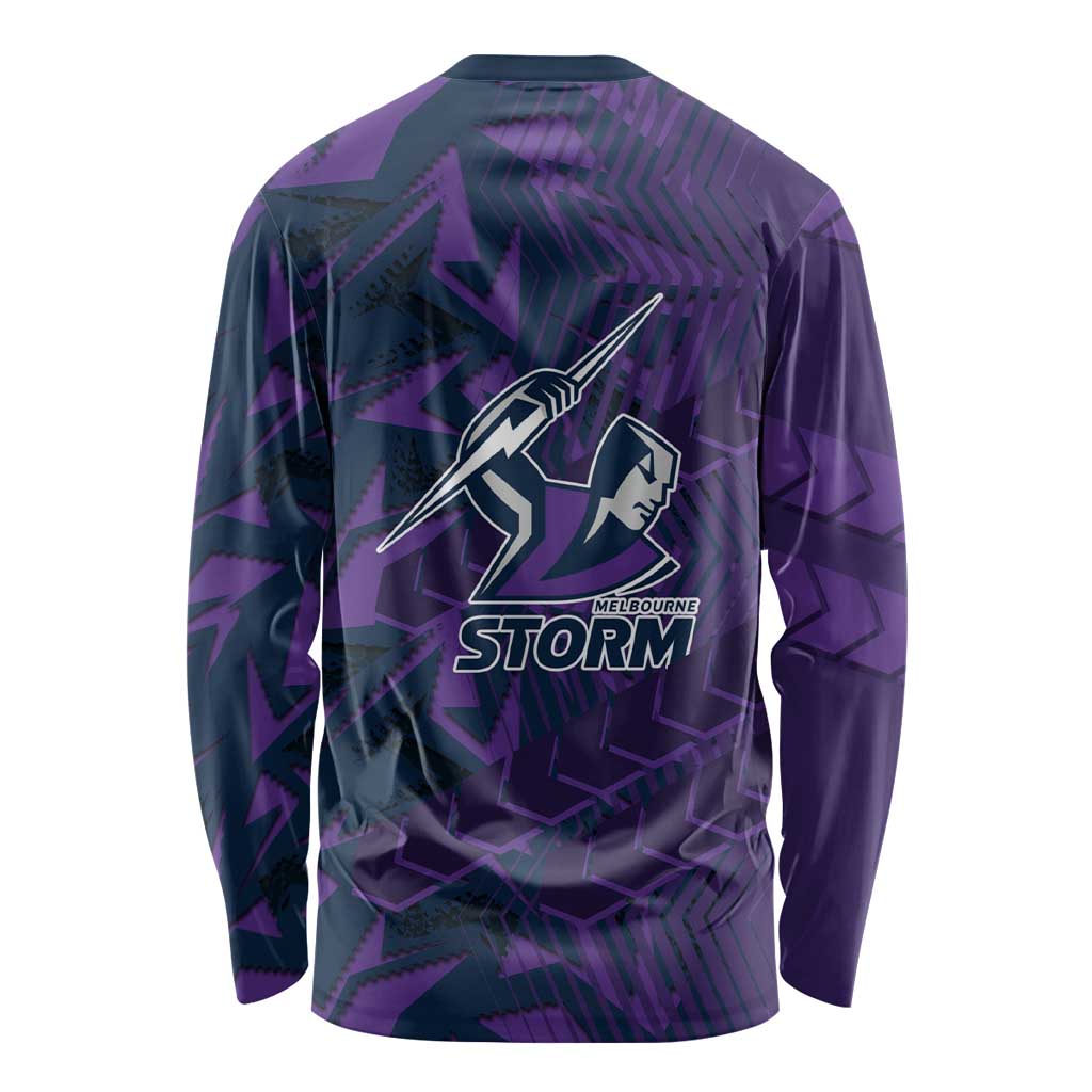 Melbourne Storm Rugby Long Sleeve Shirt Fierce Mascot Geometric Tribal Art