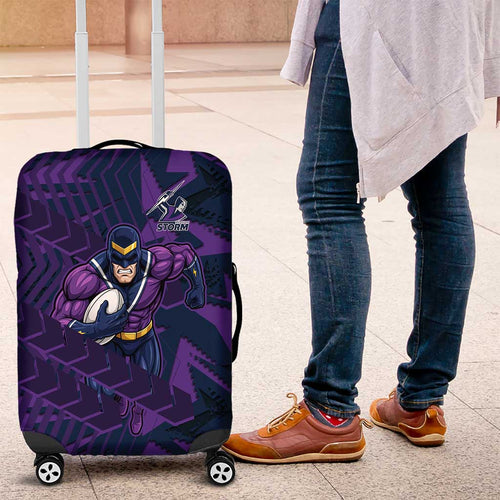 Melbourne Storm Rugby Luggage Cover Fierce Mascot Geometric Tribal Art