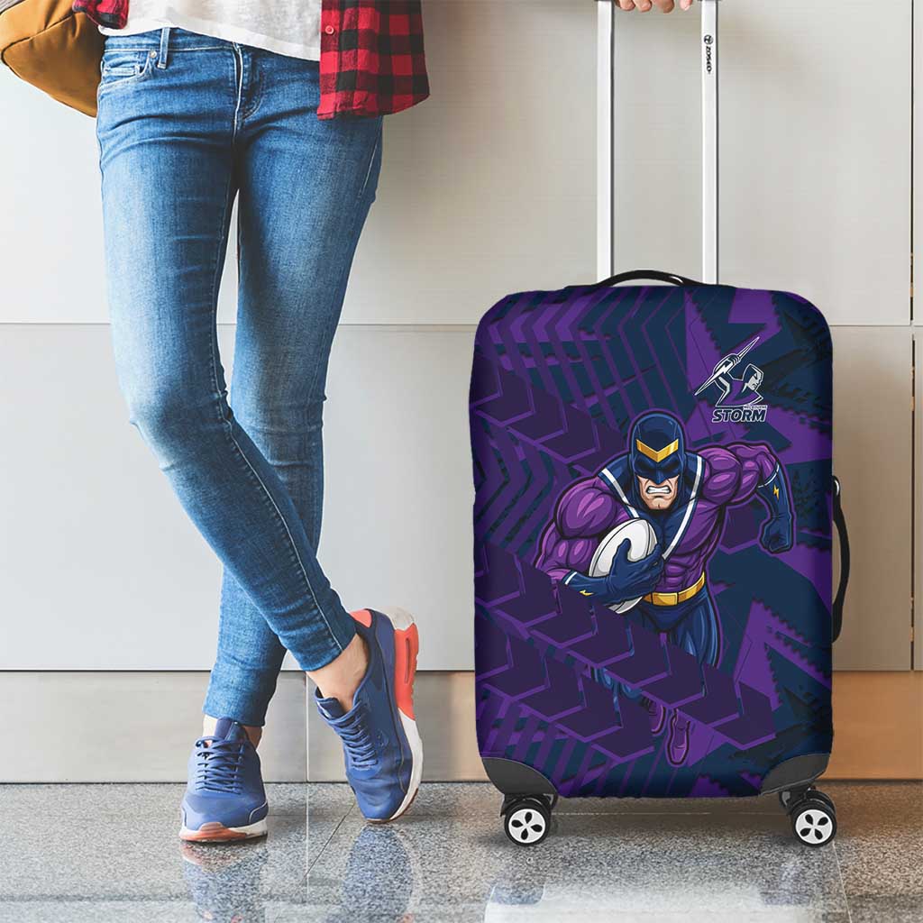 Melbourne Storm Rugby Luggage Cover Fierce Mascot Geometric Tribal Art