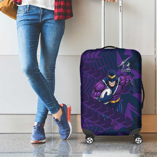 Melbourne Storm Rugby Luggage Cover Fierce Mascot Geometric Tribal Art