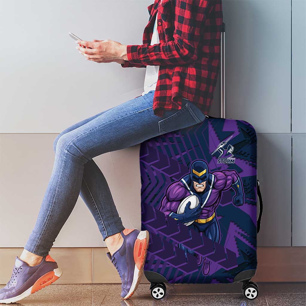 Melbourne Storm Rugby Luggage Cover Fierce Mascot Geometric Tribal Art