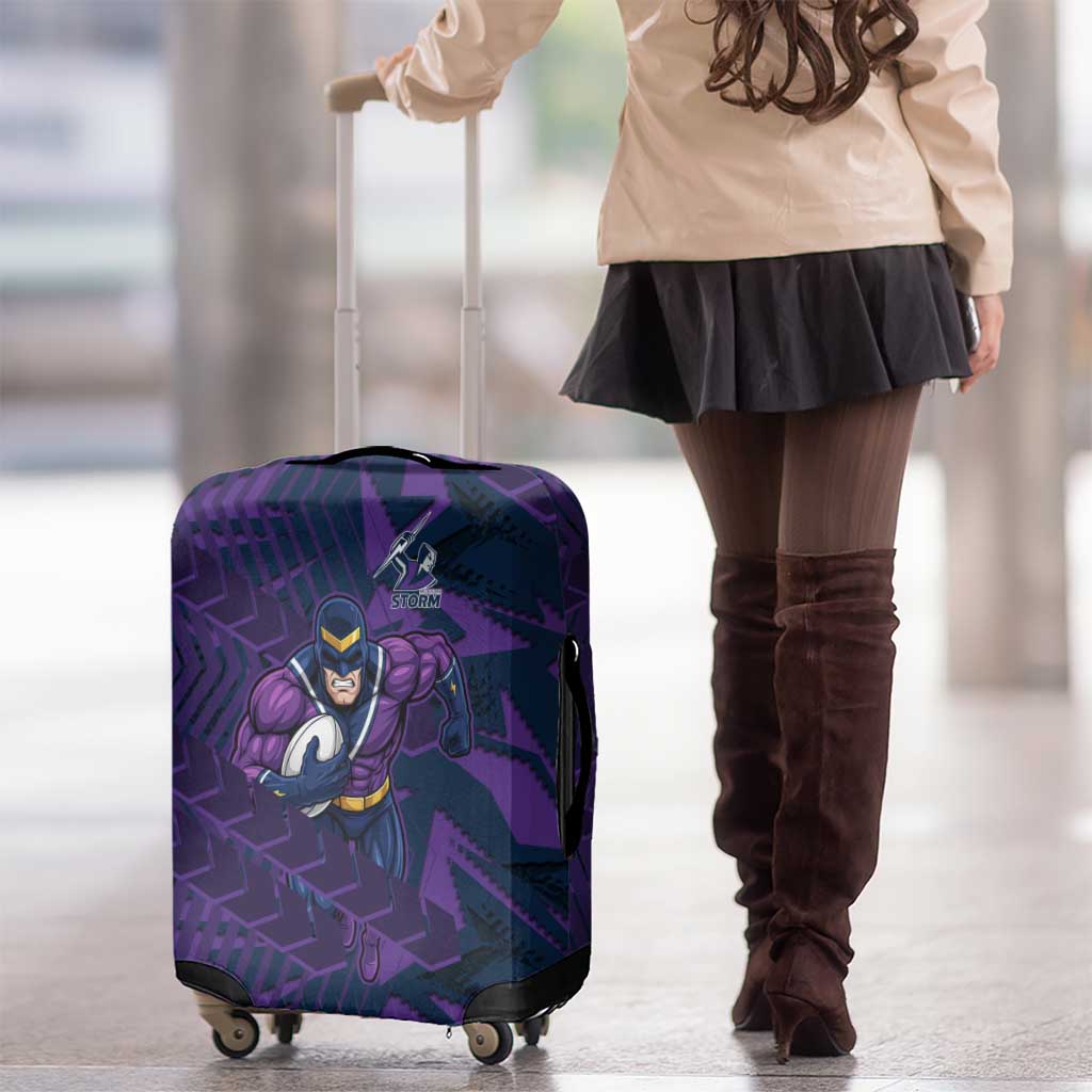 Melbourne Storm Rugby Luggage Cover Fierce Mascot Geometric Tribal Art