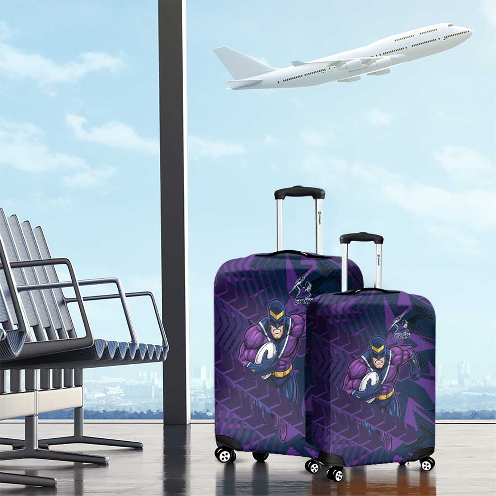 Melbourne Storm Rugby Luggage Cover Fierce Mascot Geometric Tribal Art